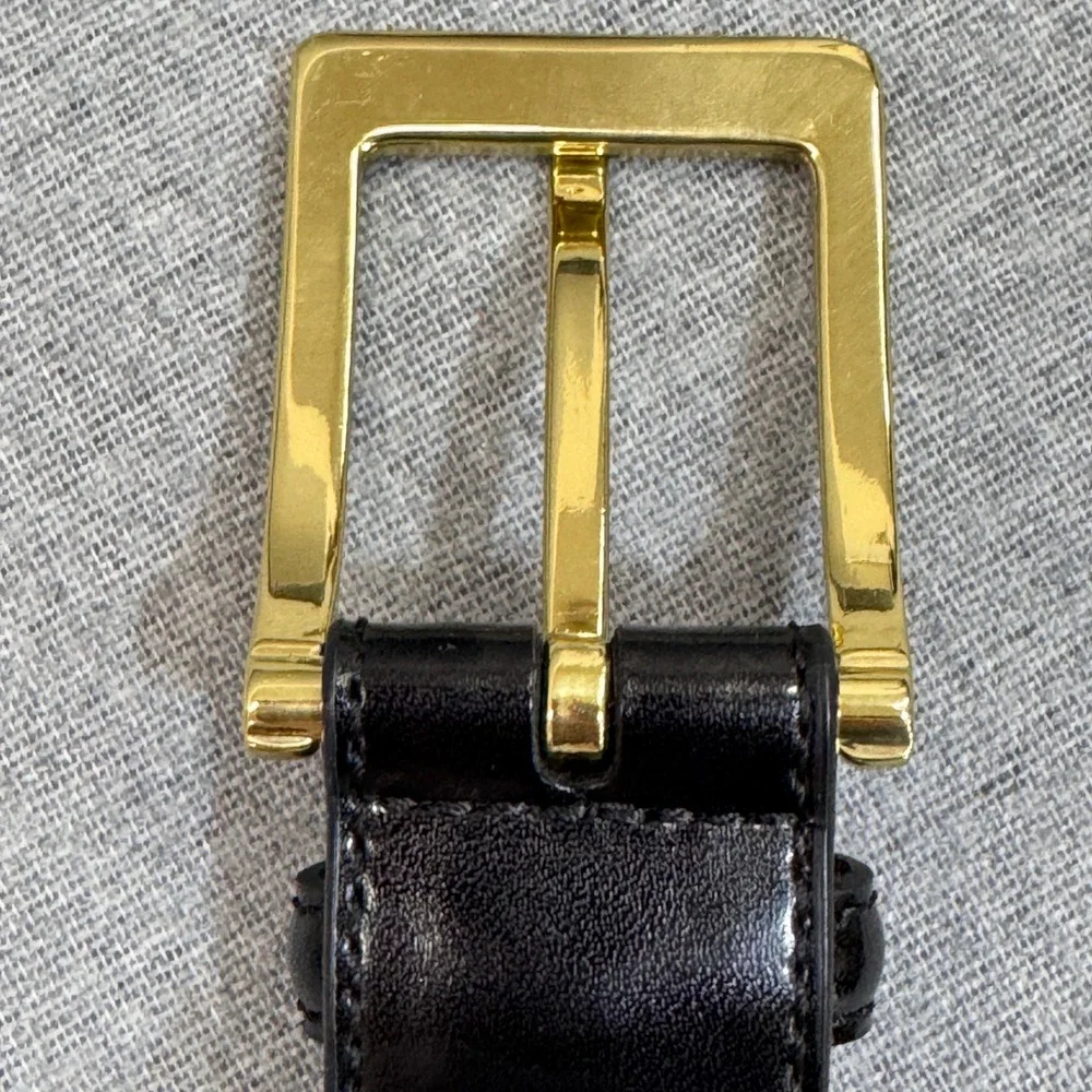 Torino Leather Mens Black Dress Belt Gold Buckle Size 50 Made in USA 4530-50